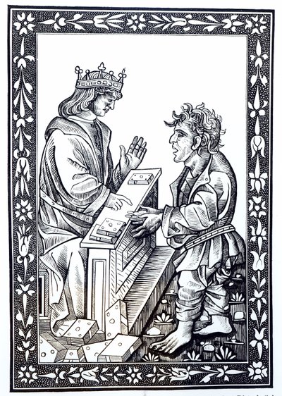 Salomon i Marcoul, ilustracja z Nauki i literatury w średniowieczu i renesansie, napisana i rytowana przez Paula Lacroix, 1878 autorstwa French School