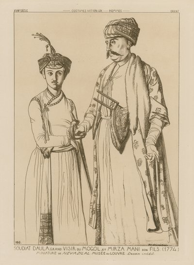 Soudiat Daula, wielki wezyr Mongołów i jego syn Mirza Mani (1774) autorstwa French School