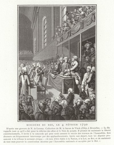 Przemówienie króla Francji Ludwika XVI do Zgromadzenia Narodowego, rewolucja francuska, 4 lutego 1790 r autorstwa French School