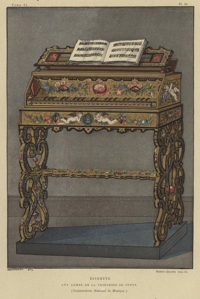 Spinet z herbem księżnej Conti autorstwa French School