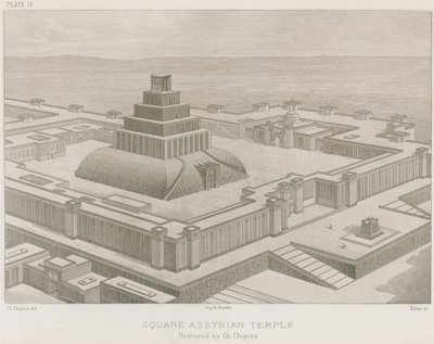 Kwadratowa świątynia asyryjska autorstwa French School
