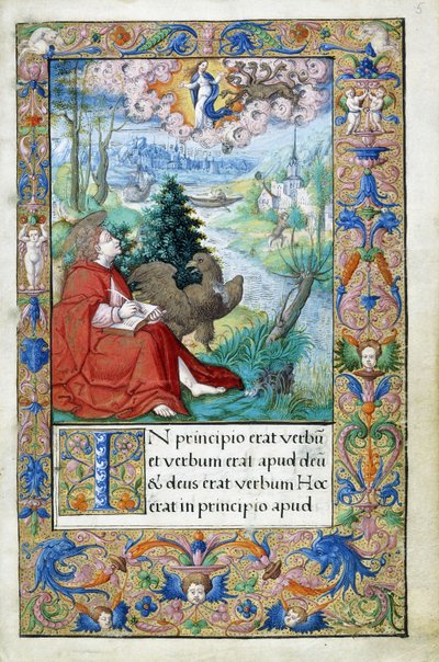 Św.Jan z Patmos, z Godzinki sporządzonej dla Franciszka I, ok. 1532-1540 autorstwa French School