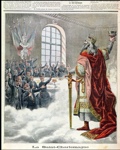 Św. Karol Wielki, patron dzieci szkolnych, z Le Petit Journal Illustre, 1892 autorstwa French School