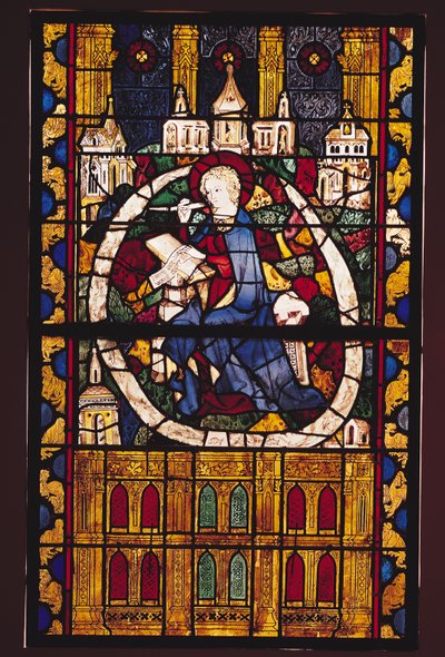 Św. Jan Ewangelista piszący Apokalipsę, Szkoła Paryska, ok. 1350 autorstwa French School