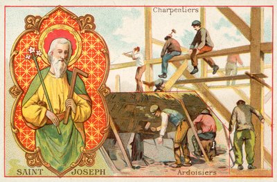 Św. Józef, patron stolarzy i dekarzy (chromolitho) autorstwa French School