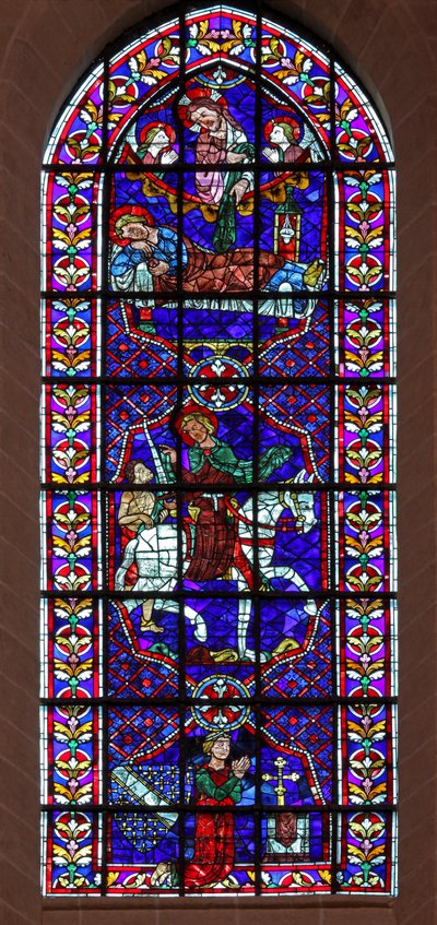 Św. Marcin uzdrawia chorych i dzieli swój płaszcz z żebrakiem. Thibault VI, hrabia Chartres (w109) autorstwa French School