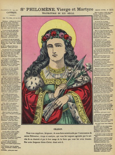 Św. Filomena, dziewica i męczennica (kolorowa litografia) autorstwa French School