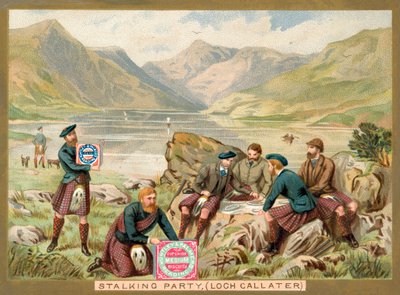 Stalking party, Loch Callater, Szkocja (chromolitho) autorstwa French School