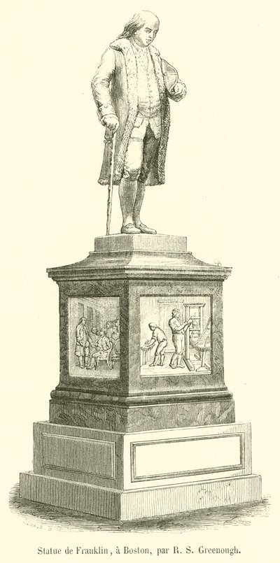 Statua de Franklin, Boston (rycina) autorstwa French School