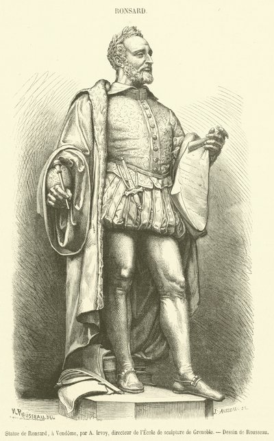 Posąg Ronsarda w Vendome (rycina) autorstwa French School