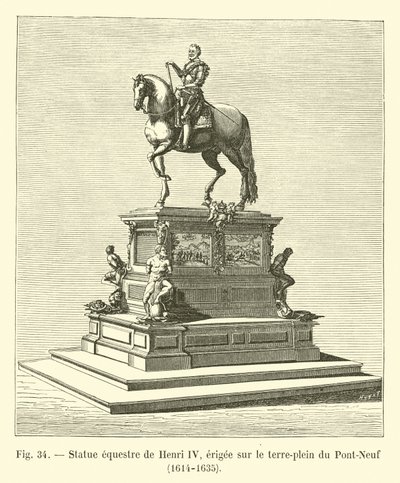 Posąg konny Henryka IV, wzniesiony na środku mostu Pont-Neuf, 1614-1635 autorstwa French School