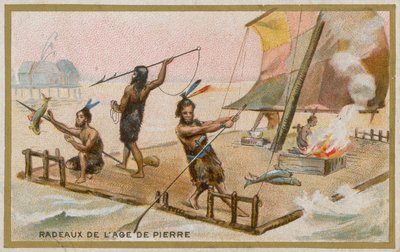 Tratwa z epoki kamienia autorstwa French School