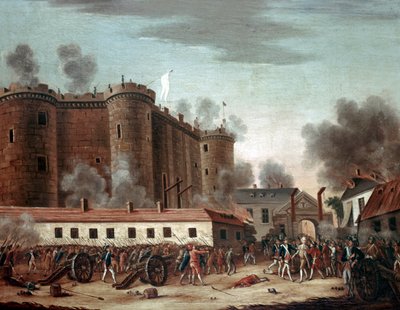 Szturm na Bastylię, 14 lipca 1789 (olej na płótnie) autorstwa French School