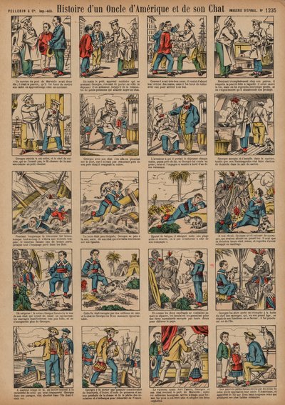 Historia amerykańskiego wujka i jego kota (kolorowy grawerunek) autorstwa French School
