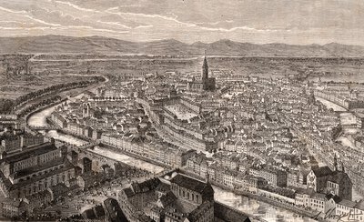 Strasburg - Bas-Rhin, w Alzacji - rycina w „La France illustrée: geography, history, statistic management” autorstwa V.A. Malt-Browna. 1884 autorstwa French School