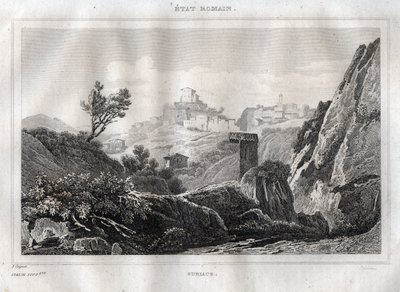 Subiaco Lazio w Metropolii Rzymu - Grawer z „” Malownicze Włochy”” autorstwa M. de Norvins, Ch. Nodier 1834-1836. autorstwa French School