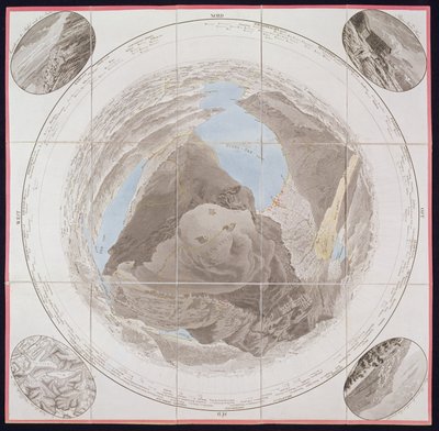 Szczyt Kulm, Mont Rigi, z Guide des Voyageurs sur le Mont Rigi, pułkownik Pfyffer de Wyer, opublikowany w 1823 r. (ręcznie kolorowane grawerowanie) autorstwa French School