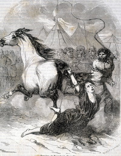 Torment of Brunehaut (lub Brunehilde) (613) - w „Histoire de France” L.-P. Anquetil autorstwa French School