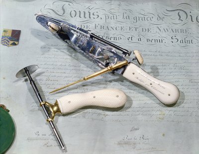 Instrumenty chirurgiczne używane do amputacji w czasach barona Dominique Jean Larrey (1766-1842) autorstwa French School