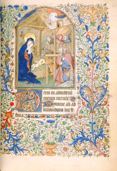 T.2629 Ms 63 f.55r Narodzenia (wykorzystanie Paryża) c.1460 autorstwa French School