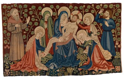 Antependium gobelinowe z Opłakiwaniem Chrystusa „Pieta”, ze Strasburga, ok. 1450-60 (wełna, jedwab i ewentualnie len) autorstwa French School