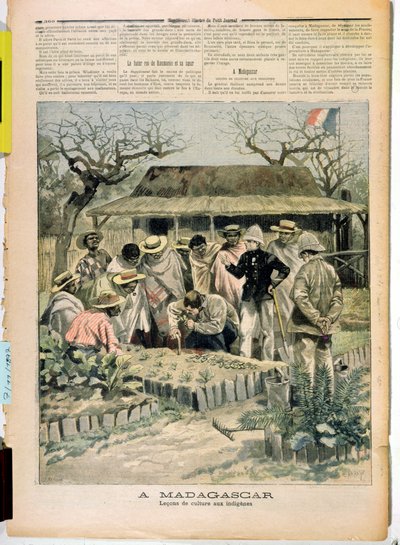 Nauczanie tubylców Madagaskaru o metodach uprawy z Le Petit Journal, 7 listopada 1896 r. autorstwa French School