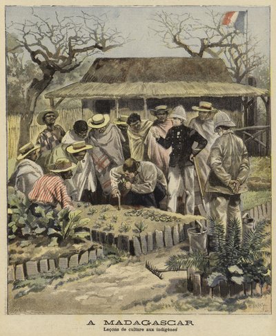 Nauczanie tubylców technik rolniczych, Madagaskar, 1897 autorstwa French School