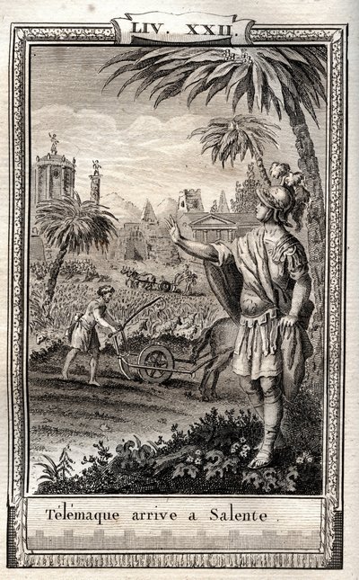 Teemaque powraca do Salente (Salento) - rycina Monneta z 1798 r. w „Les Aventures de Telemaque, fils d