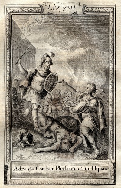 Telemaque pokonuje Hippiasza - grawer Monneta z 1798 r. w „Les Aventures de Telemaque, fils d