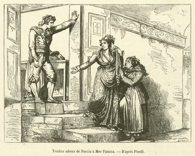 Pożegnanie z Nuccia a Meo Patacca (grawerunek) autorstwa French School