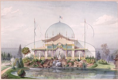 Namiot i Wielka Szklarnia w Ogrodzie Wystawy Powszechnej w Paryżu 1867 (akwarela na papierze) autorstwa French School