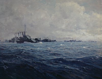 Przybycie floty amerykańskiej do Francji, 1917 autorstwa French School