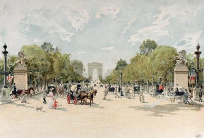 Avenue des Champs-Elysees, ok. 1895 (wc na papierze) autorstwa French School