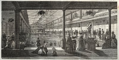 Łaźnie w hotelu Lambert, Ile Saint-Louis, Paryż, połowa XIX wieku - Hotel Lambert, Ile Saint-Louis, szkoła pływania dla pań - Bain Lambert - - Grawerowanie w „Tableau-de-Paris” autorstwa Edmonda Texiera 1852 autorstwa French School