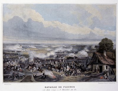 Bitwa pod Fleurus w 1794 r. - w „Bitwach napoleońskich”, koniec XIX wieku autorstwa French School