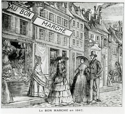 Sklep Bon Marché przy rue du Bac, Paryż w 1847 r. autorstwa French School