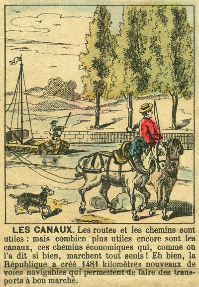 Kanały, ilustrujące korzyści III RP z budowy kanałów dla gospodarki kraju. Grawer, w „Le Figaro, dodatek””, 30.03.1889, Paryż. autorstwa French School