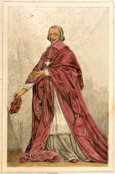 Kardynał Richelieu (1585-1642) - Rycina XIX wiek. autorstwa French School