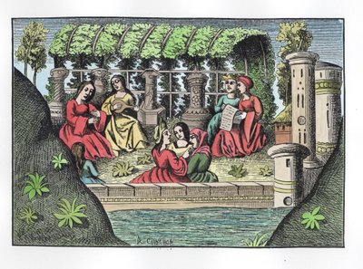 Zamek Alamond i jego zaklęcia, z Podróży Marco Polo, skopiowane przez Alberta Coinchona (zm. 1871) z oryginalnego rękopisu (późniejsze zabarwienie) autorstwa French School