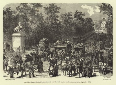 Pola Elizejskie dzień po otrzymaniu wiadomości o marszu pruskim na Paryż, wrzesień 1870 autorstwa French School