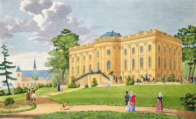 Zamek Montmorency pod Paryżem, ok. 1815-20 (kolor grawerowany) autorstwa French School
