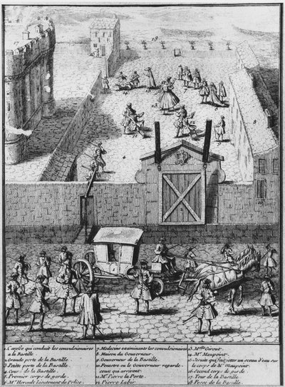 Konwulsje z Saint-Medard przewiezione do więzienia La Bastille, ok. 1730 autorstwa French School