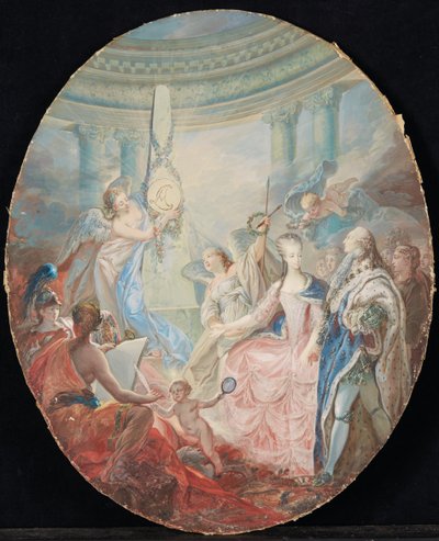 Koronacja Ludwika XVI w towarzystwie Marii Antoniny po 1774 r. autorstwa French School