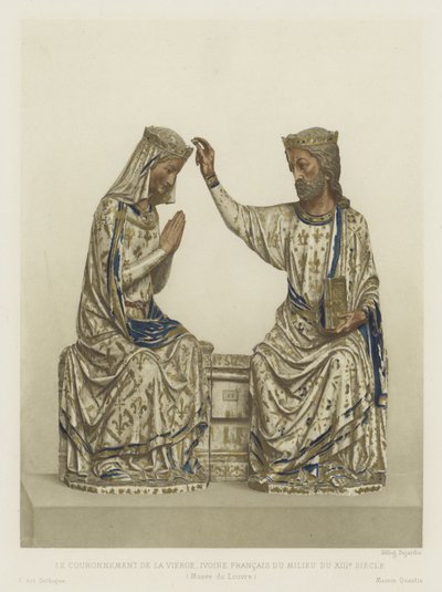 Koronacja Dziewicy, kość słoniowa, francuska, połowa XIII w. (kolor lito) autorstwa French School