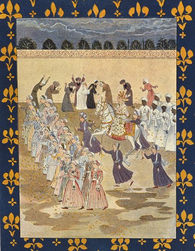 Orszak Aladyna, ilustracja dla Aladyna, z „Arabskich nocy”, 1895 (kolor grawerowany) autorstwa French School