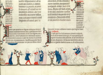 Odejście Rebeki z Eliezerem, z Biblii Jana de Sy, c.1355 autorstwa French School