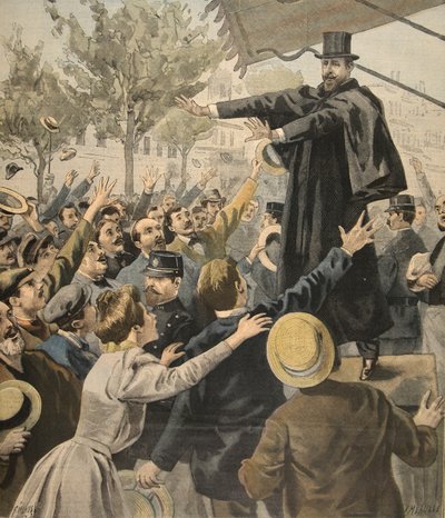 Spotkanie w Deroulede: przy wyjściu, ilustracja z Le Petit Journal: Supplement illustre, 9 października 1898 r. autorstwa French School