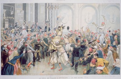 Wielkanocna procesja Świętego Ognia w Jerozolimie, 1895 autorstwa French School