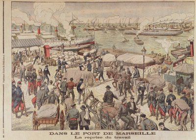 Koniec strajku w Marsylii, ilustracja z Le Petit Journal, 23 października 1904 autorstwa French School