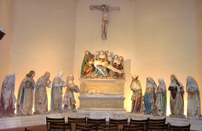 Złożenie do grobu, 1490 (malowany kamień) autorstwa French School